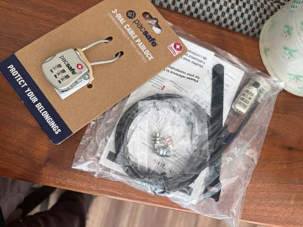 Pacsafe Prosafe 800 3-Dial Cable Padlock Silver Targus Cable lock Combo